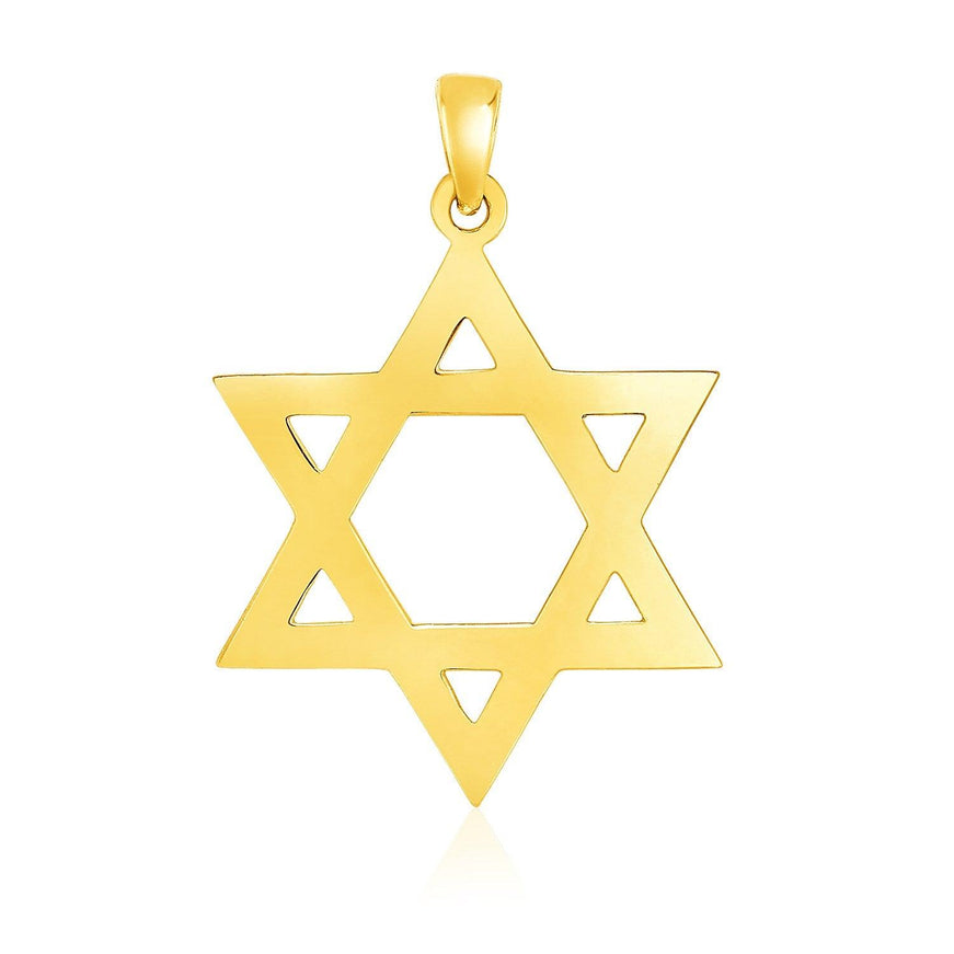 14k Yellow Gold Polished Star of David Pendant - Ellie Belle