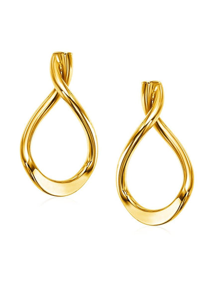 14k Yellow Gold Polished Tear Drop Earrings - Ellie Belle