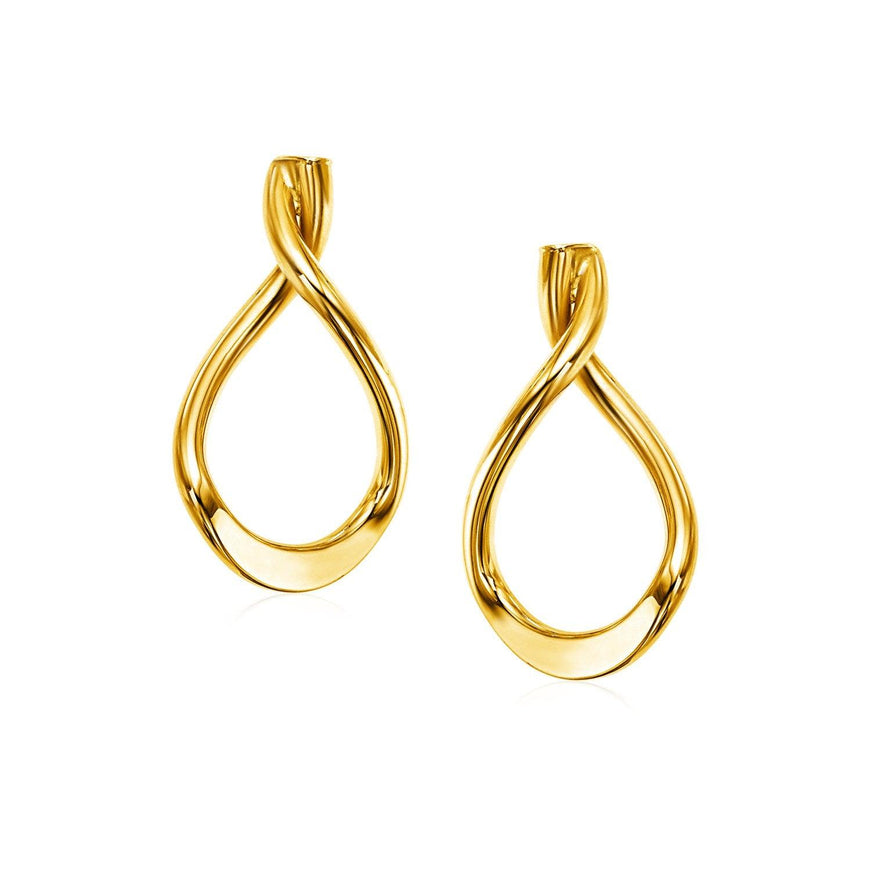 14k Yellow Gold Polished Tear Drop Earrings - Ellie Belle