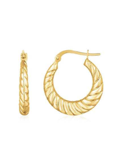 14K Yellow Gold Polished Twisted Cable Graduated Hoops - Ellie Belle