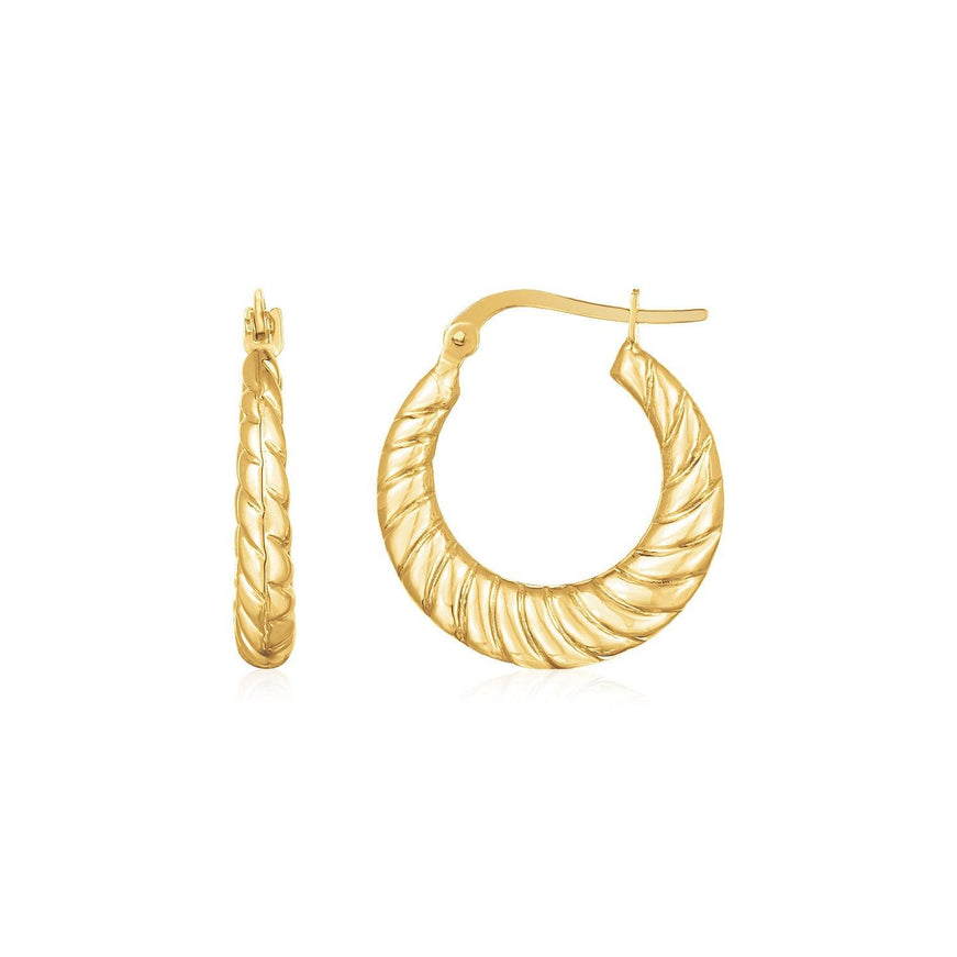 14K Yellow Gold Polished Twisted Cable Graduated Hoops - Ellie Belle