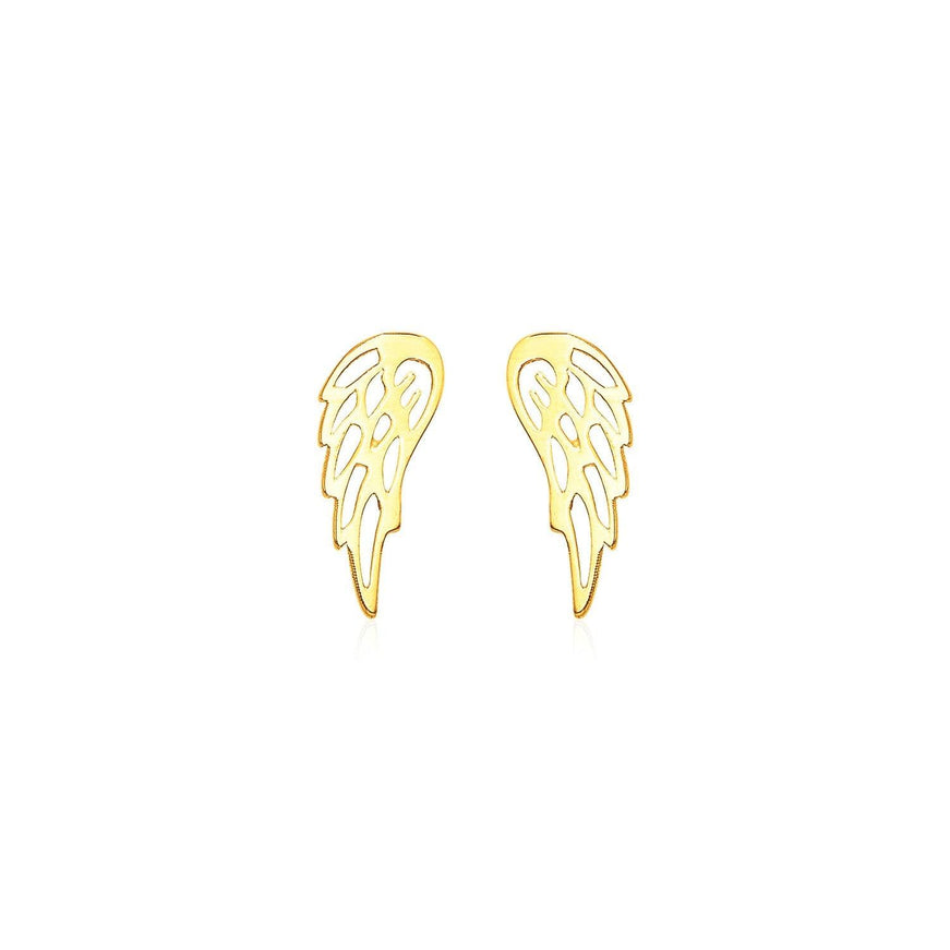 14k Yellow Gold Polished Wing Post Earrings - Ellie Belle