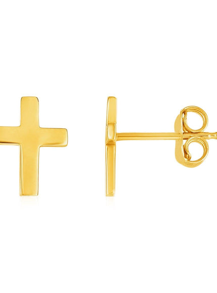 14k Yellow Gold Post Earrings with Crosses - Ellie Belle