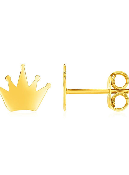 14k Yellow Gold Post Earrings with Crowns - Ellie Belle