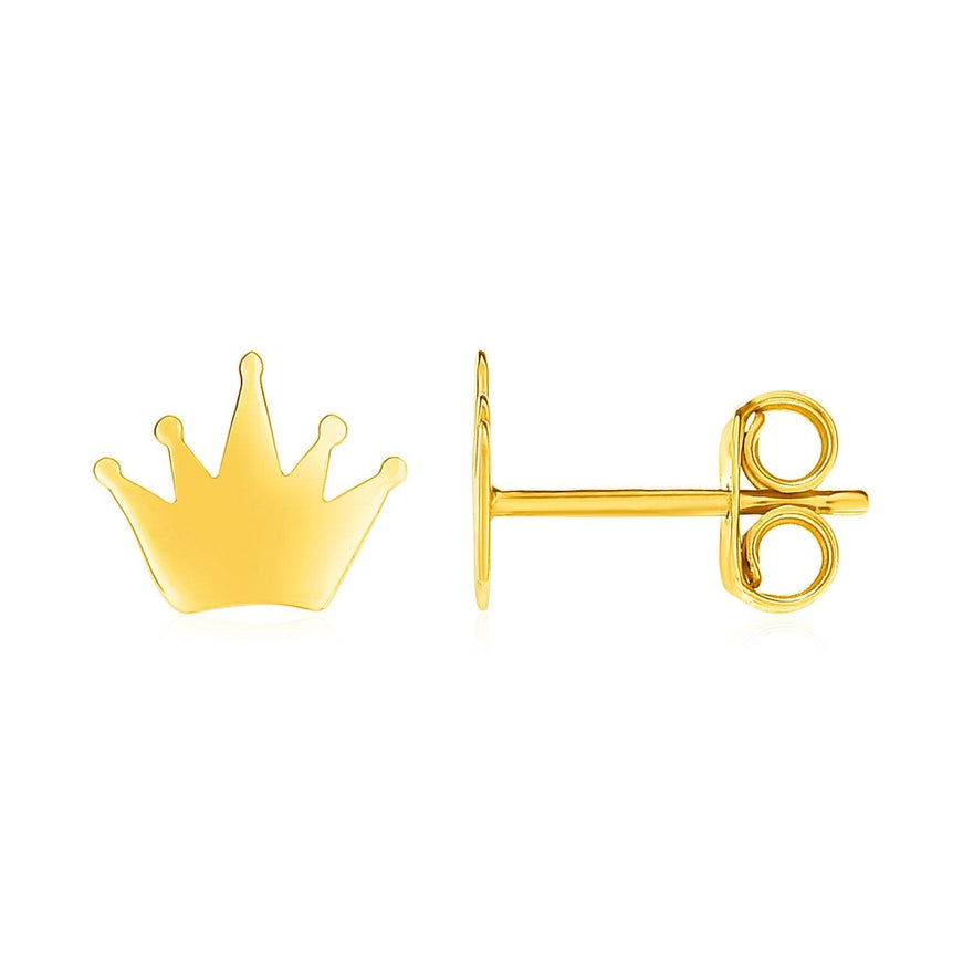 14k Yellow Gold Post Earrings with Crowns - Ellie Belle