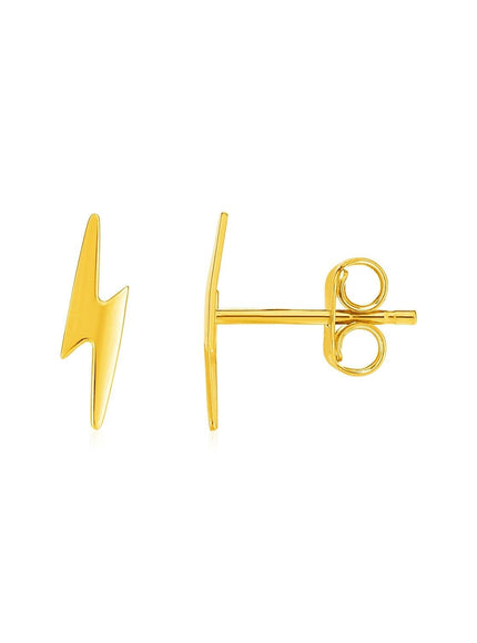 14k Yellow Gold Post Earrings with Lightning Bolts - Ellie Belle