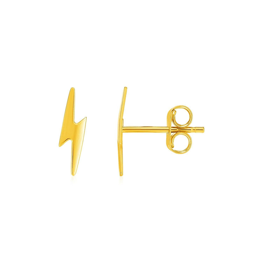 14k Yellow Gold Post Earrings with Lightning Bolts - Ellie Belle