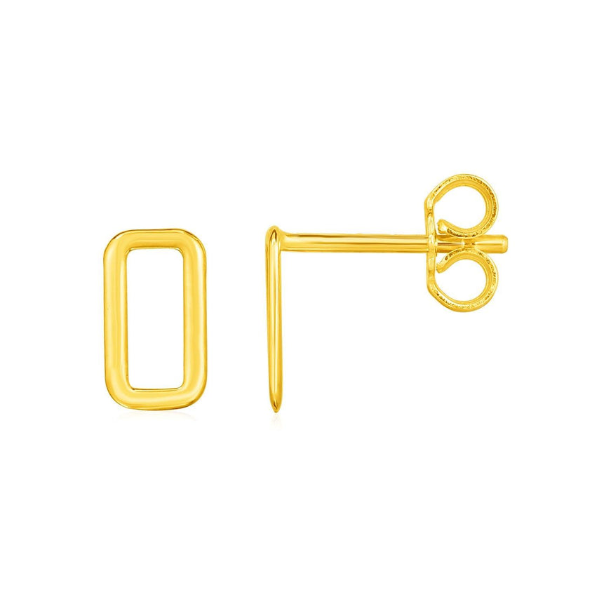 14k Yellow Gold Post Earrings with Open Rectangles - Ellie Belle