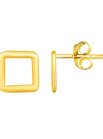 14k Yellow Gold Post Earrings with Open Squares - Ellie Belle