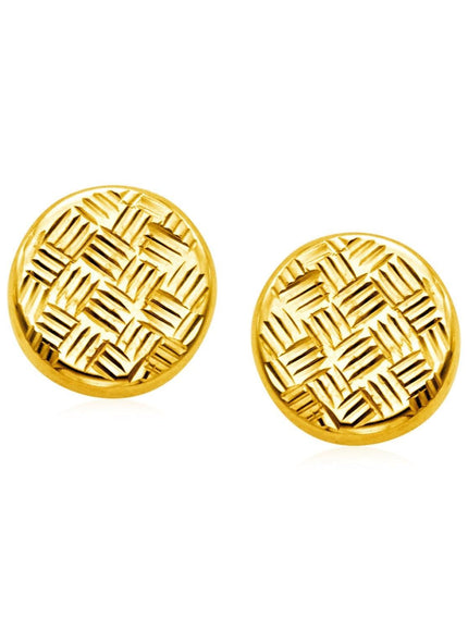 14k Yellow Gold Post Earrings with Textured Circles - Ellie Belle