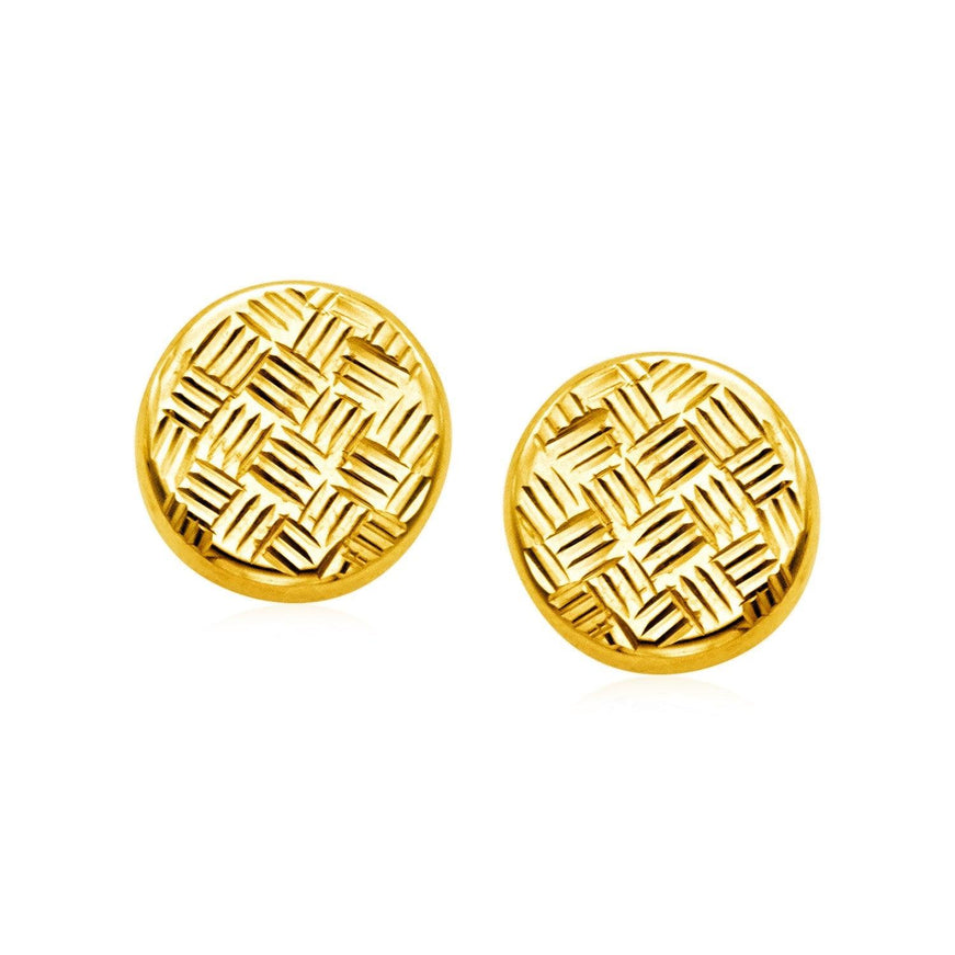 14k Yellow Gold Post Earrings with Textured Circles - Ellie Belle