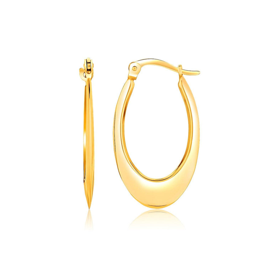 14k Yellow Gold Puffed Graduated Open Oval Earrings - Ellie Belle