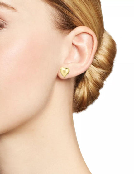 14k Yellow Gold Puffed Heart Shape Shiny Earrings - Ellie Belle