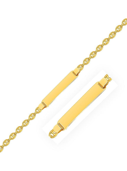 14k Yellow Gold Puffed Mariner Link Children's ID Bracelet - Ellie Belle