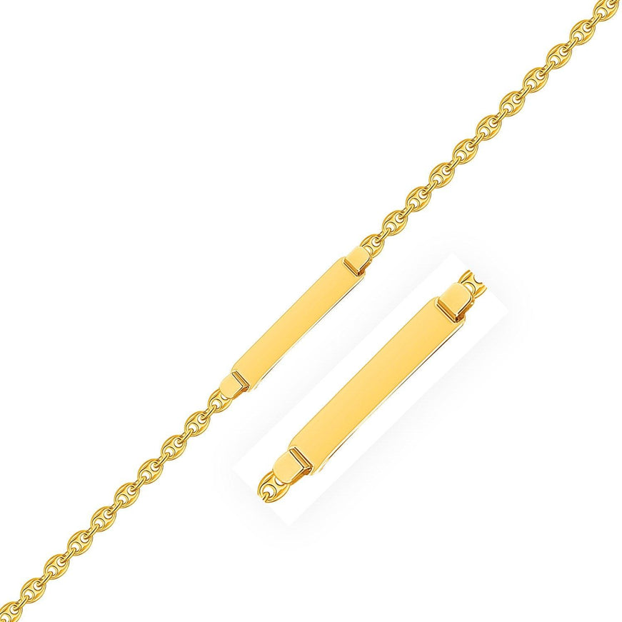 14k Yellow Gold Puffed Mariner Link Children's ID Bracelet - Ellie Belle