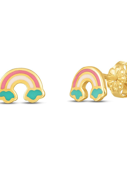 14k Yellow Gold Rainbow Studs - Ellie Belle