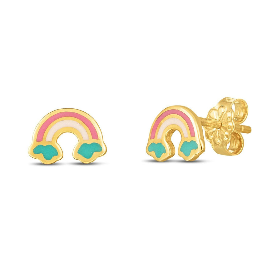 14k Yellow Gold Rainbow Studs - Ellie Belle