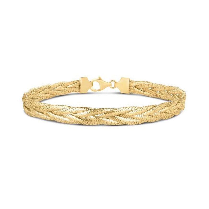 14k Yellow Gold Rapunzel Woven Bracelet - Ellie Belle