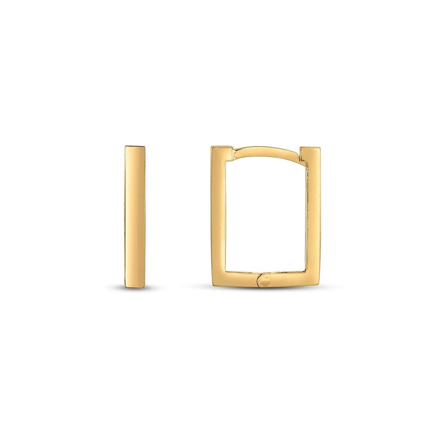 14k Yellow Gold Rectangle Huggie Hoops - Ellie Belle