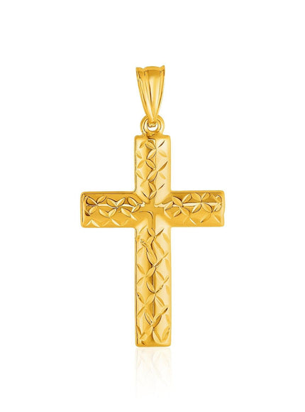 14k Yellow Gold Reversible Textured Cross Pendant - Ellie Belle