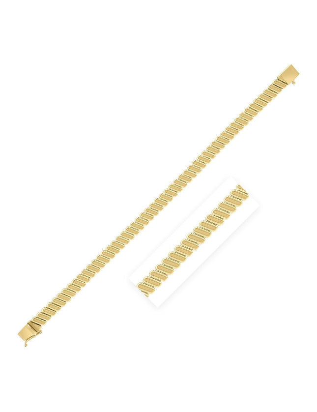 14k Yellow Gold Rib Link Bracelet - Ellie Belle