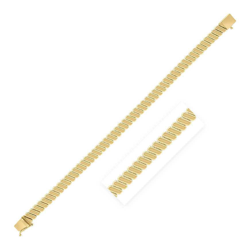 14k Yellow Gold Rib Link Bracelet - Ellie Belle