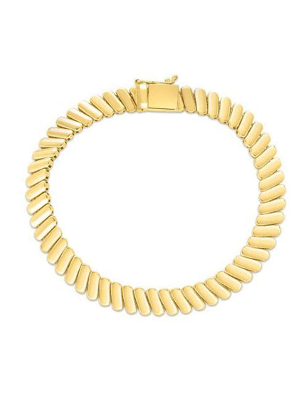 14k Yellow Gold Rib Link Bracelet - Ellie Belle