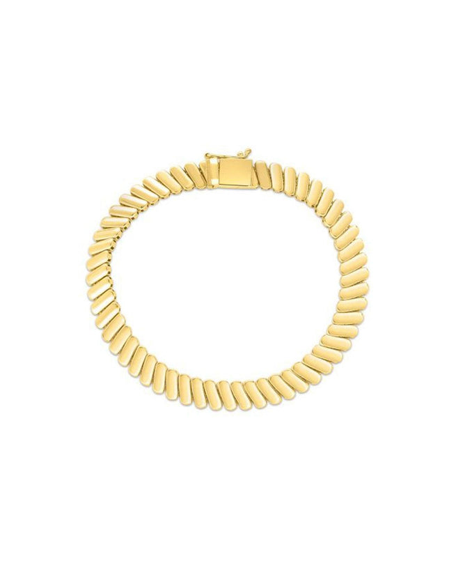 14k Yellow Gold Rib Link Bracelet - Ellie Belle
