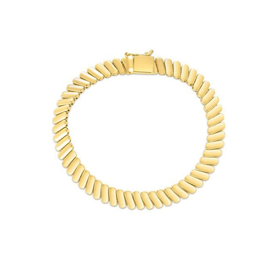 14k Yellow Gold Rib Link Bracelet - Ellie Belle