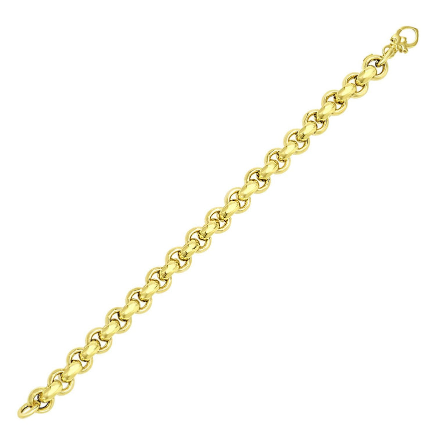 14k Yellow Gold Rolo Design Shiny Bracelet - Ellie Belle