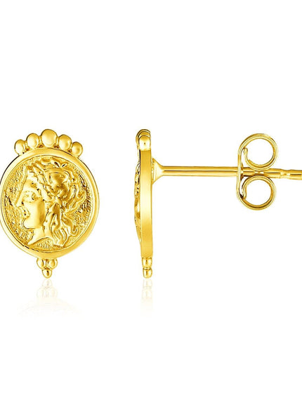 14k Yellow Gold Roman Coin Earrings - Ellie Belle