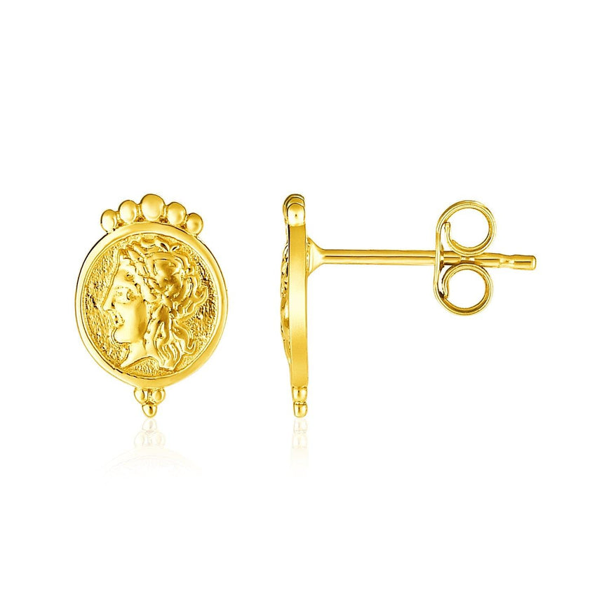 14k Yellow Gold Roman Coin Earrings - Ellie Belle