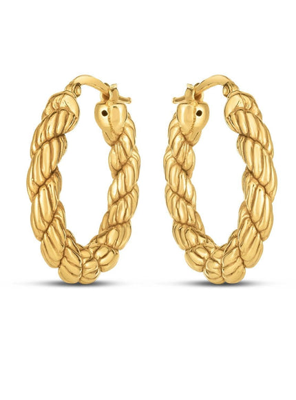 14k Yellow Gold Rope Hoop Earrings - Ellie Belle