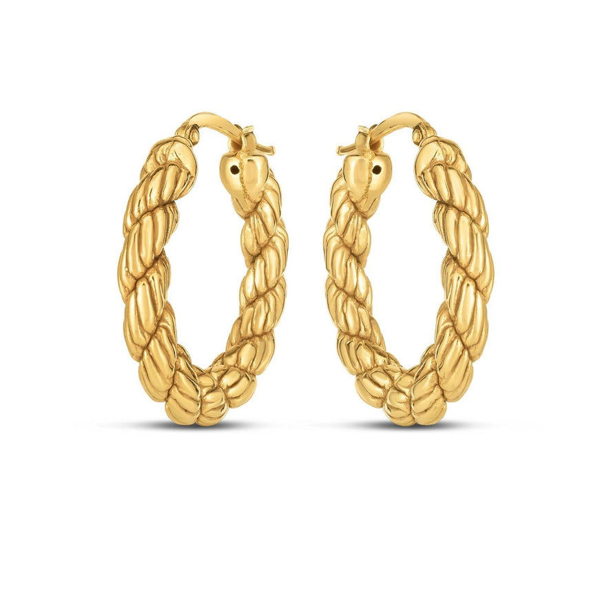 14k Yellow Gold Rope Hoop Earrings - Ellie Belle