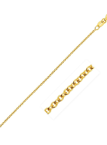 14k Yellow Gold Round Cable Link Chain 1.3mm - Ellie Belle