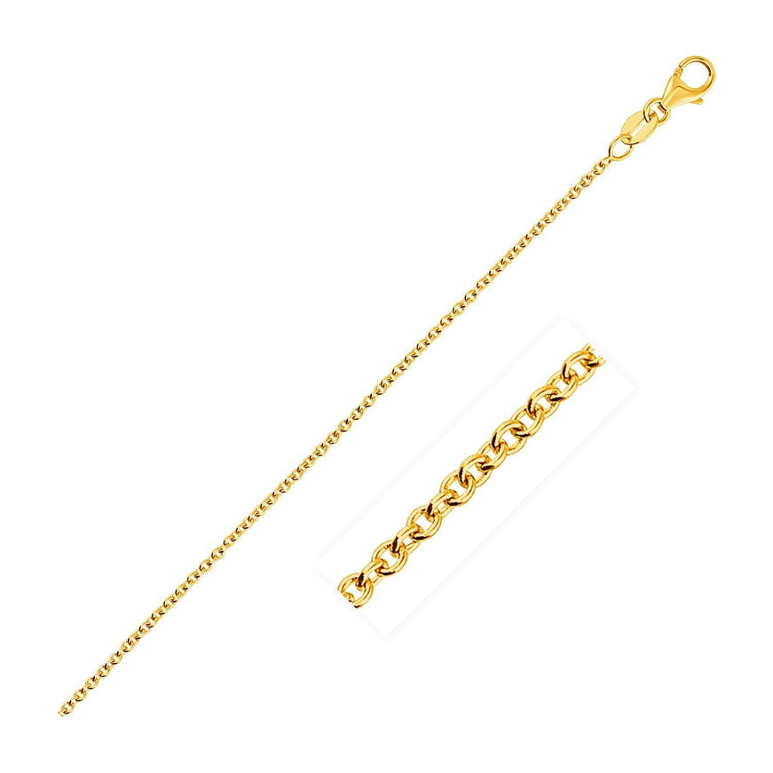 14k Yellow Gold Round Cable Link Chain 1.3mm - Ellie Belle