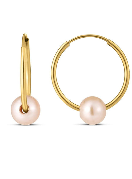 14k Yellow Gold Round Endless Pearl Earring - Ellie Belle