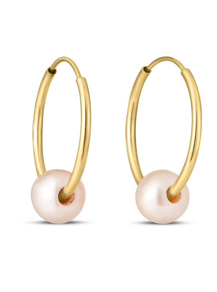 14k Yellow Gold Round Endless Pearl Earring - Ellie Belle