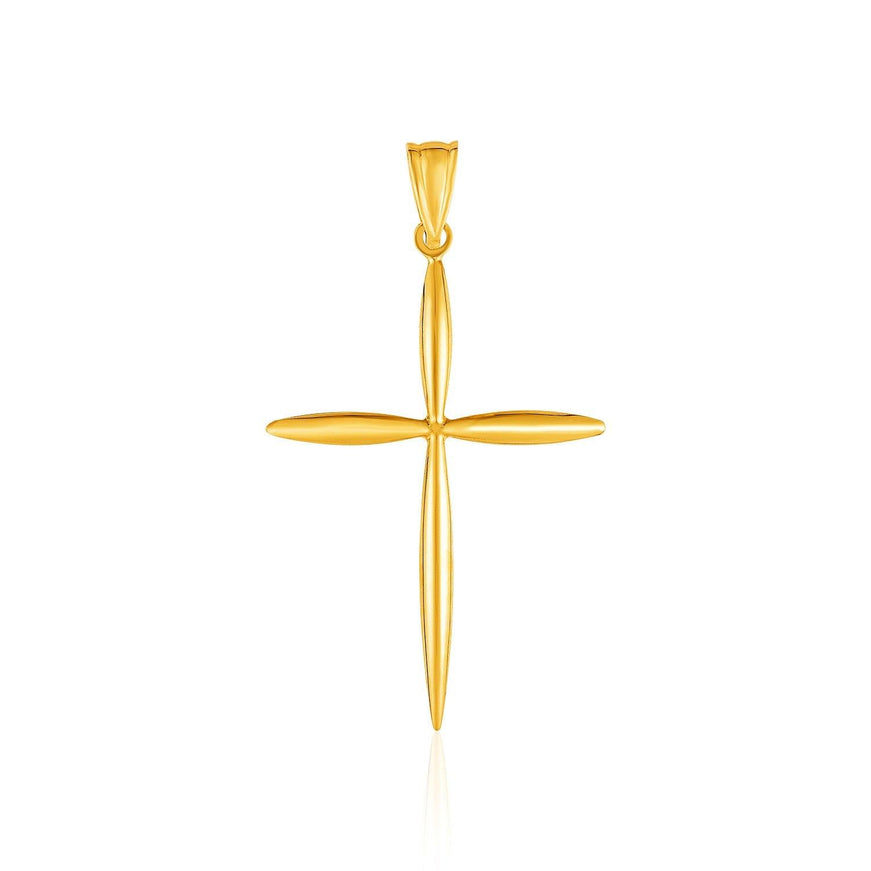 14k Yellow Gold Rounded and Pointed Cross Pendant - Ellie Belle