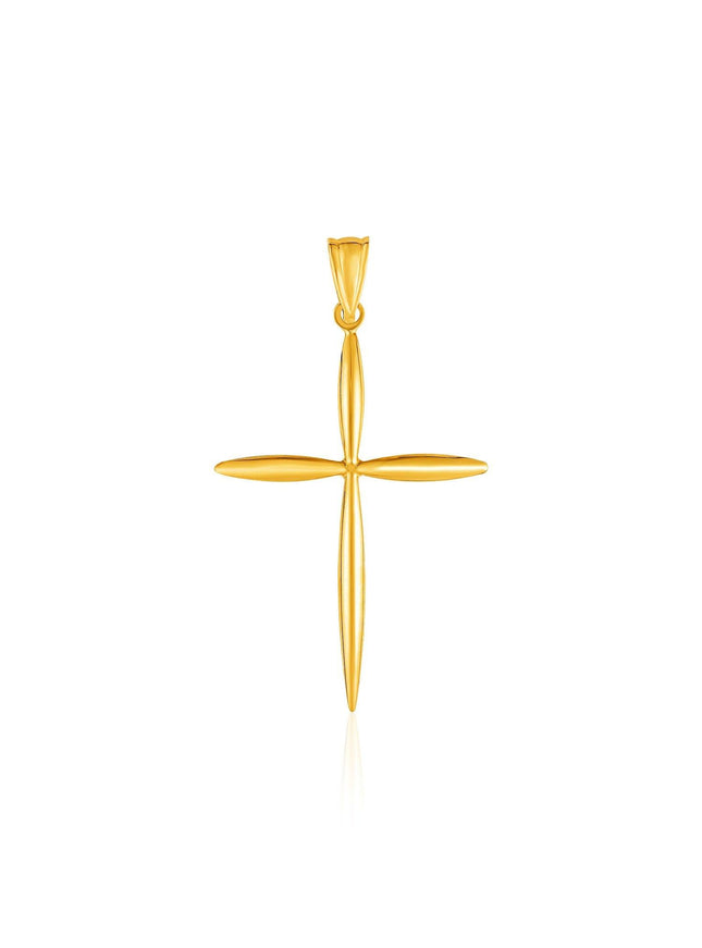 14k Yellow Gold Rounded and Pointed Cross Pendant - Ellie Belle