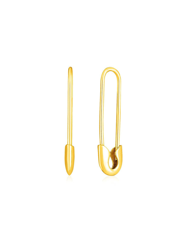 14k Yellow Gold Safety Pin Earrings - Ellie Belle