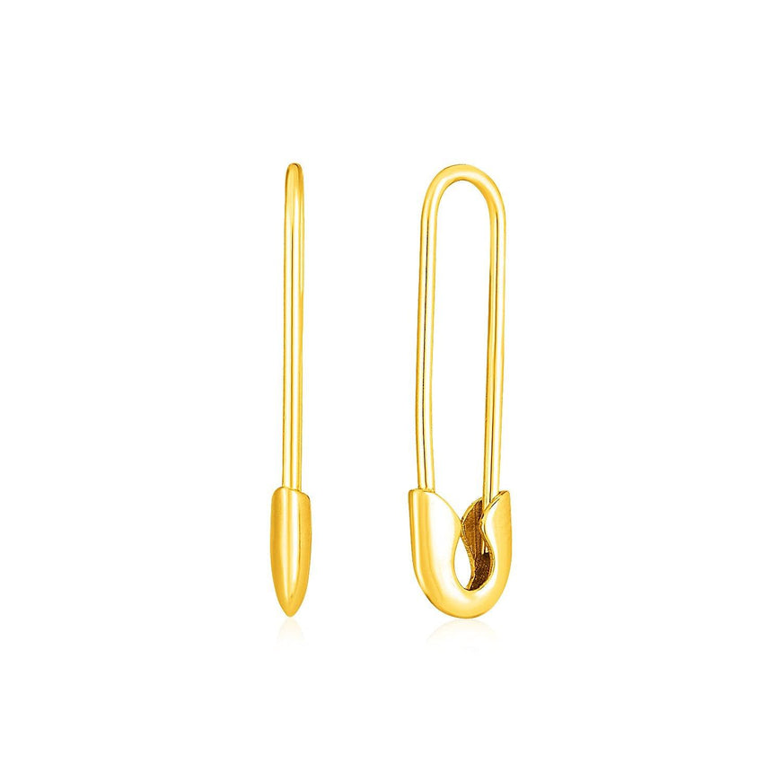 14k Yellow Gold Safety Pin Earrings - Ellie Belle