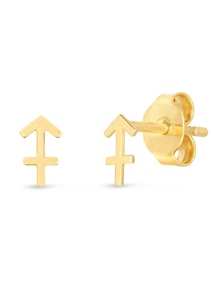 14k Yellow Gold Sagittarius Stud Earrings - Ellie Belle