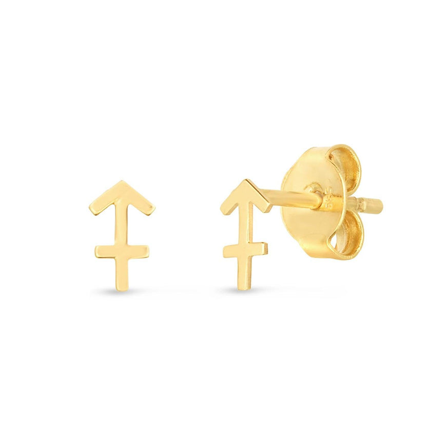 14k Yellow Gold Sagittarius Stud Earrings - Ellie Belle