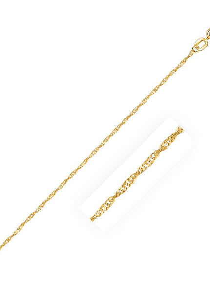 14k Yellow Gold Singapore Bracelet 1.0mm - Ellie Belle