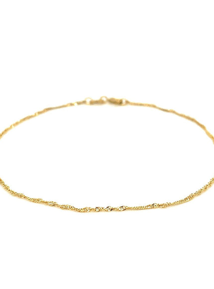 14k Yellow Gold Singapore Bracelet 1.0mm - Ellie Belle