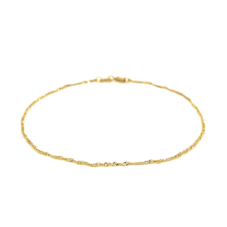 14k Yellow Gold Singapore Bracelet 1.0mm - Ellie Belle