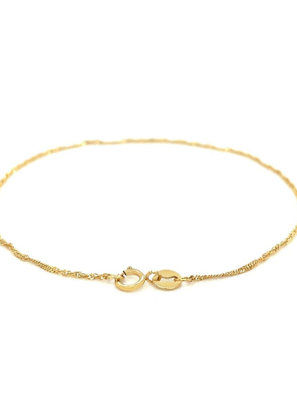 14k Yellow Gold Singapore Bracelet 1.0mm - Ellie Belle