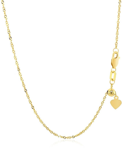 14k Yellow Gold Singapore Style Adjustable Chain (1.1 mm) - Ellie Belle
