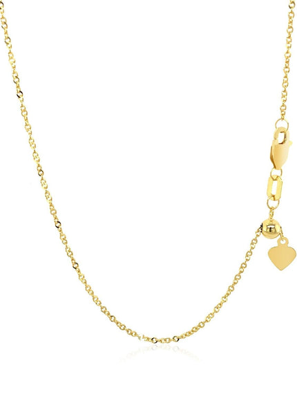 14k Yellow Gold Singapore Style Adjustable Chain (1.1 mm) - Ellie Belle